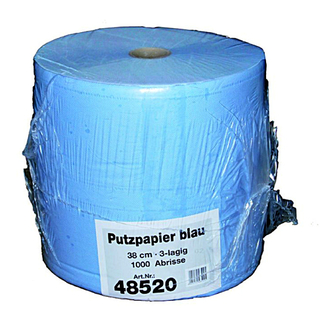 Putzpapier 3 lagig, Blattgre 38 x 36 cm, blau,  1 Rolle 1000 Blatt